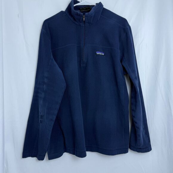 Patagonia‎ Men's Micro D Navy Blue Quarter Zip Fleece Pullover Jacket Size L - Picture 1 of 11